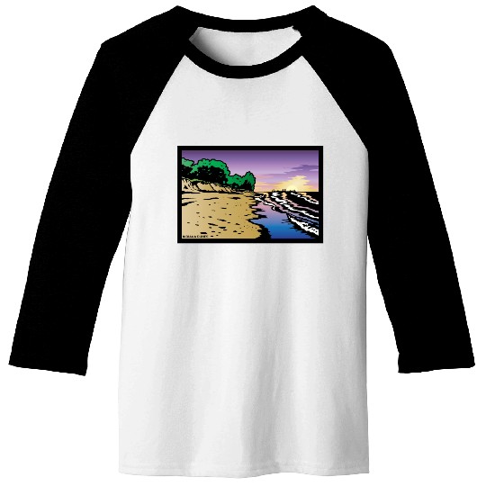 Purple Twilight Indiana Dunes Poster Baseball Tees