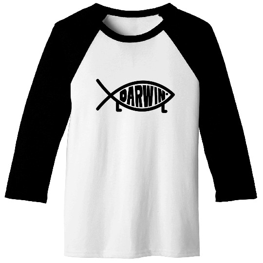 Darwin Fish with legs - Atheism Evolution Theory Baseball Tees