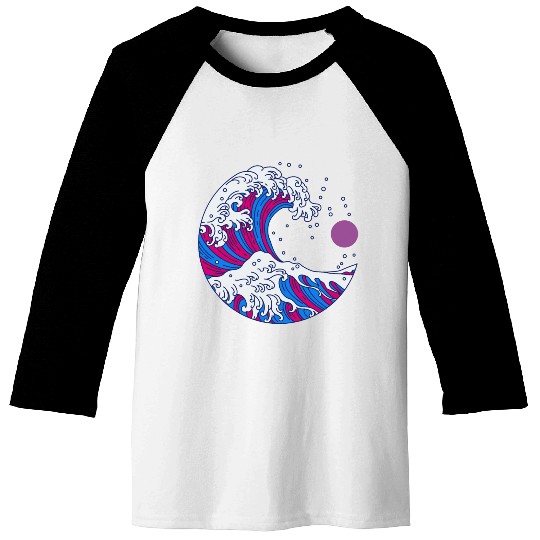 Circular Japanese Bi Wave. Bisexual Pride. Baseball Tees