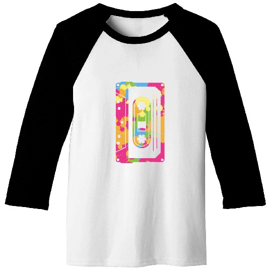 Colorful Retro Cassette Tape Baseball Tees