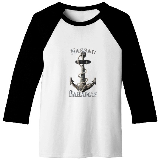 Nassau Bahamas Nautical Anchor Sailing Baseball Tees