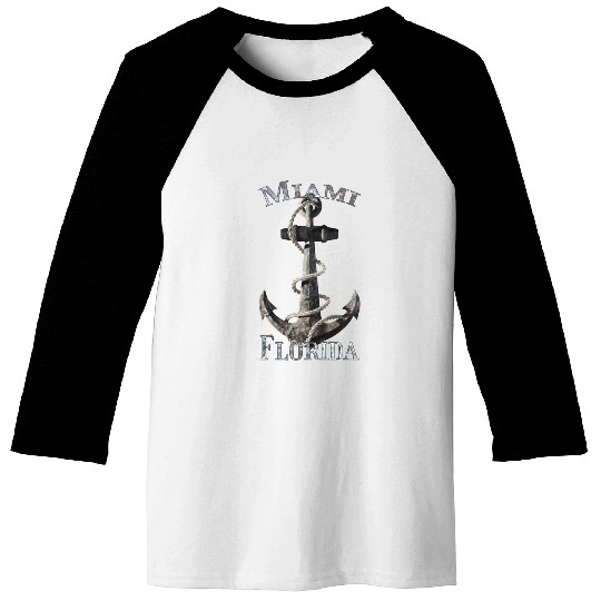 Miami Florida Nautical Anchor Sailing Baseball Tees