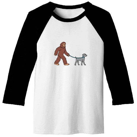Bigfoot Sasquatch Walking Weimaraner Baseball Tees