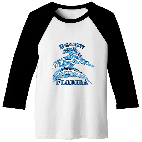 Destin Florida Vacation Tribal Dolphins Baseball Tees