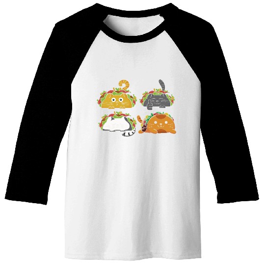 Cute Taco Cats Mexican Taco Lover Baseball Tees