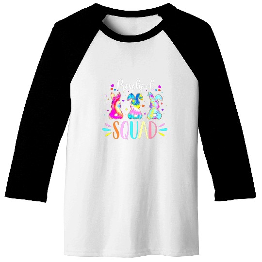 Cute Bunnies Preschool Teacher Squad Easter Day Baseball Tees