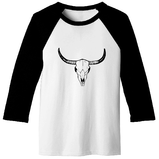 cow skull, long horn, texas Baseball Tees