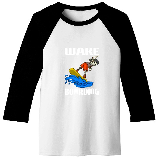 Wakeboarder Skeleton On The Wakeboarding Baseball Tees