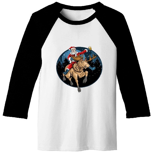 Santa Claus Ride Deer Baseball Tees