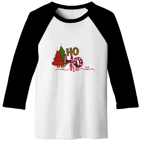 Ho Ho Ho snow tree Baseball Tees