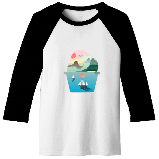 Ice Cream Summer Ocean Wanderlust Sailing Sunset Baseball Tees
