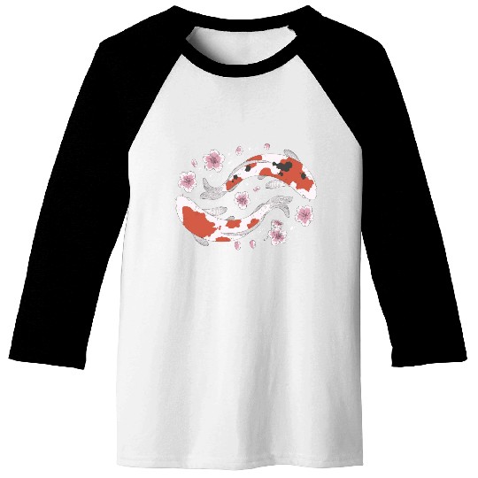 Japanese Koi Fish and Cherry Blossom Baseball Tees