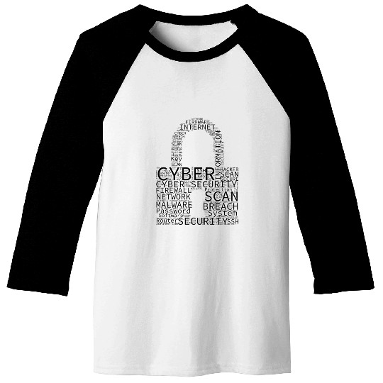 Cyber Security Wordcloud Padlock Baseball Tees