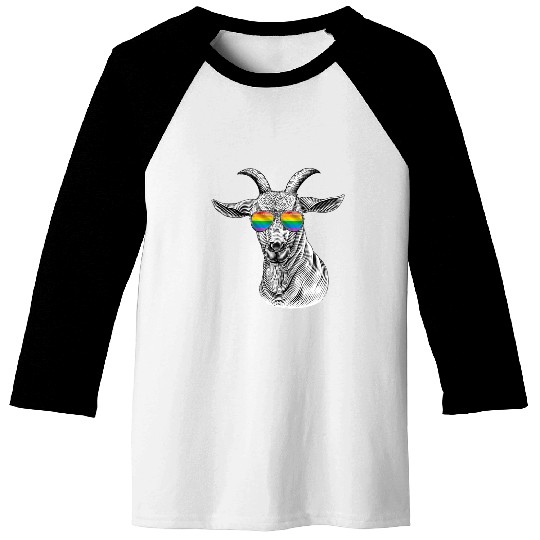 Funny Goat LGBT Rainbow Flag Gay Pride Baseball Tees
