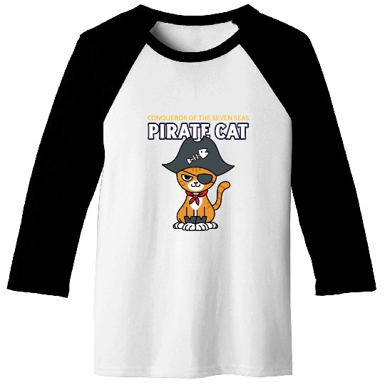 Pirate Cat Baseball Tees