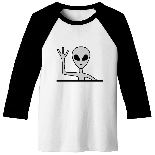 Gray male alien waving Baseball Tees