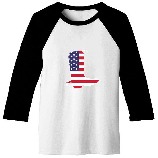 American Flag Cowboy Boot Stars And Stripes Baseball Tees