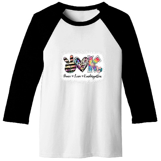 Grade Teacher Peace Love Kindergarten Team Kinder Baseball Tees