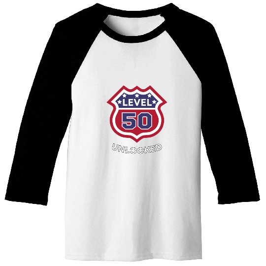 Funny 50th Birthday level 50 unlocked Baseball Tees