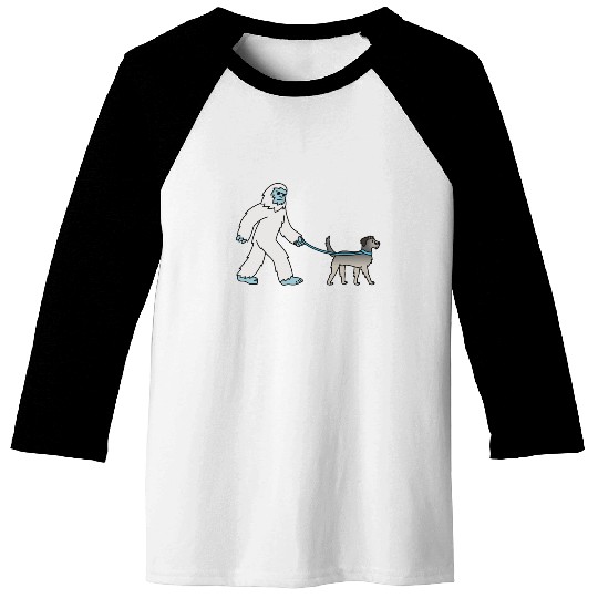 Bigfoot Sasquatch Walking Irish Wolfhound Baseball Tees