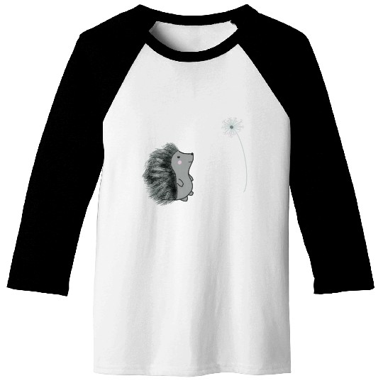 Hedgehog and dandelion Baseball Tees