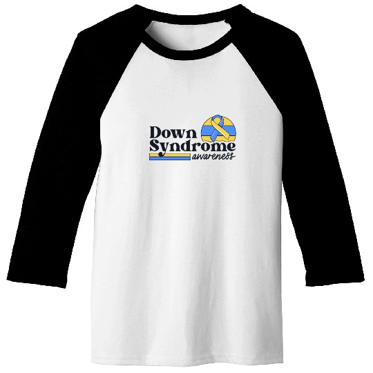 Down Syndrome Awareness Retro Sunset Yellow Blue Baseball Tees