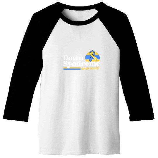 Down Syndrome Awareness Retro Sunset Yellow Blue Baseball Tees
