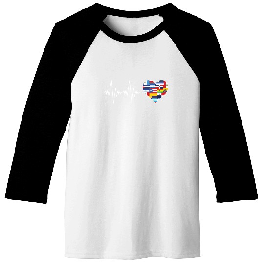 Hearts Beat Spanish Flags Hispanic Heritage Month Baseball Tees