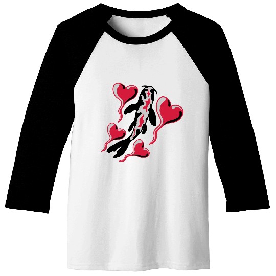 hearts koi fish nishikigoi Baseball Tees