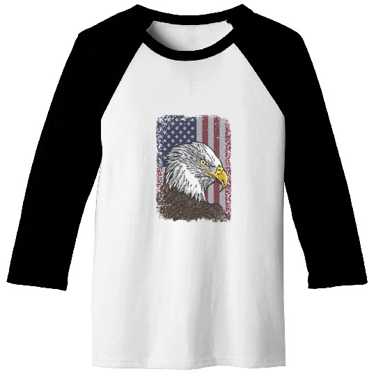 Bald Eagle - American Flag - Patriotic Baseball Tees