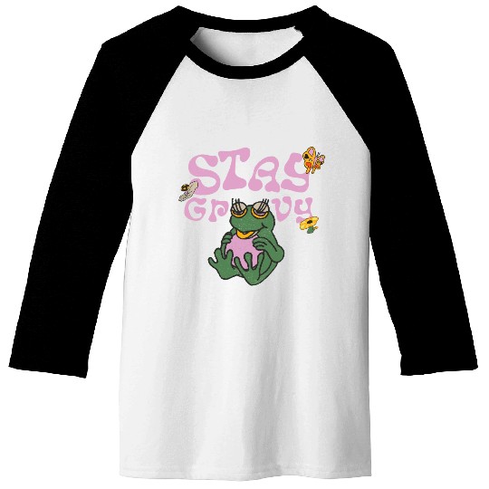 Stay Grvy - Pink Dark Green Typecentric Baseball Tees