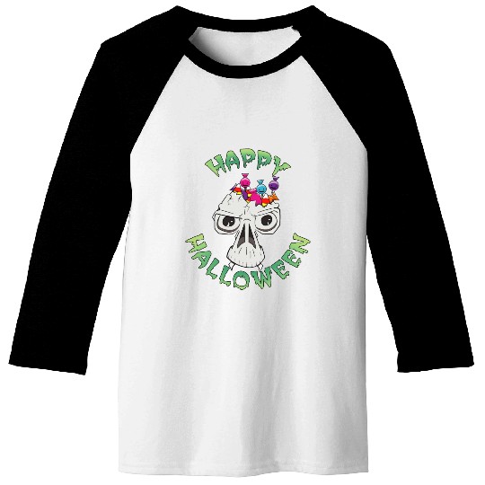 Candy Skull Happy Halloween Cartoon Baseball Tees
