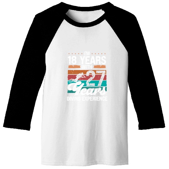45 Birthday Idea Scuba Diving 45 Year Old Diver Baseball Tees