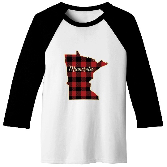 Minnesota Buffalo Plaid Silhouette Home State Baseball Tees