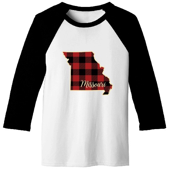 Missouri Buffalo Plaid Silhouette Home State Pride Baseball Tees