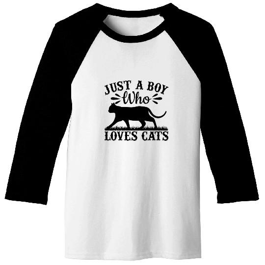 Cat Owner I Just A Boy Who Loves Cats Baseball Tees
