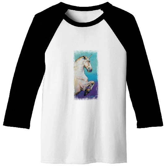 White Unicorn Design Baseball Tees