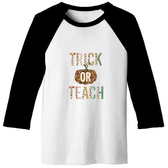 Trick Or Teach Leopard Print Halloween Baseball Tees