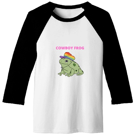 Cute frog in pride color cowboy hat Baseball Tees