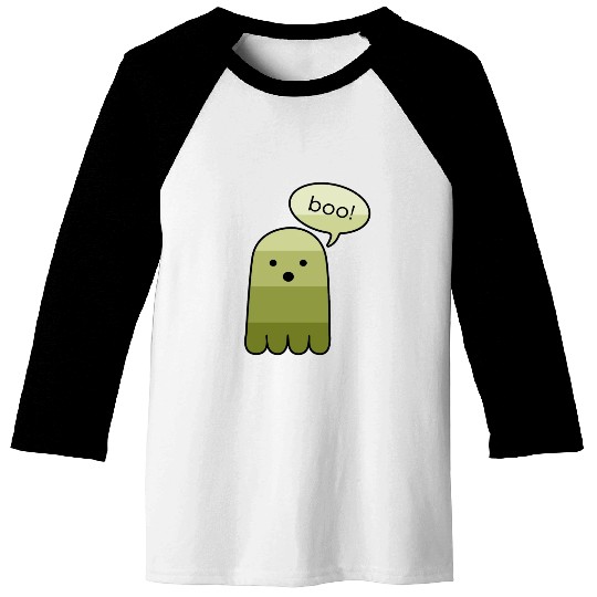 Olive Green Boo Ghost Halloween Baseball Tees