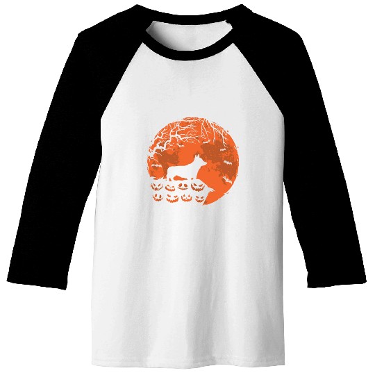 Corgi And Moon Halloween Funny Dog Lover Gift Baseball Tees