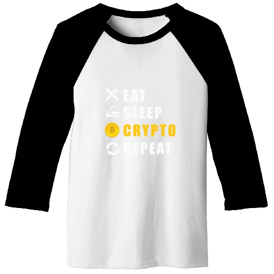 Bitcoin sloth BTC logo eat sleep Crypto repeat Baseball Tees