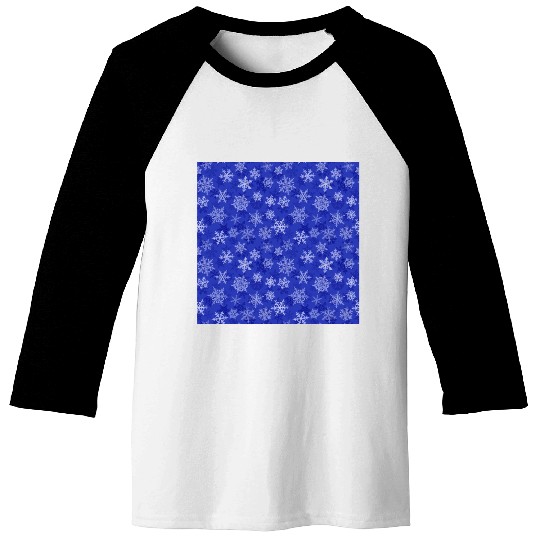 Pretty Navy Blue Snowflakes Pattern Baseball Tees