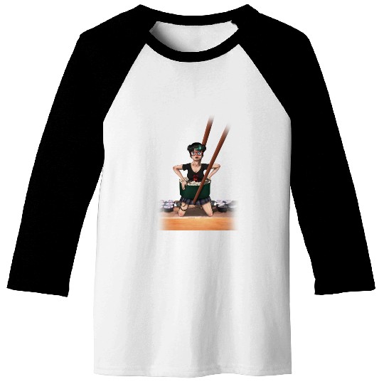 Anime Girl and Sushi Baseball Tees