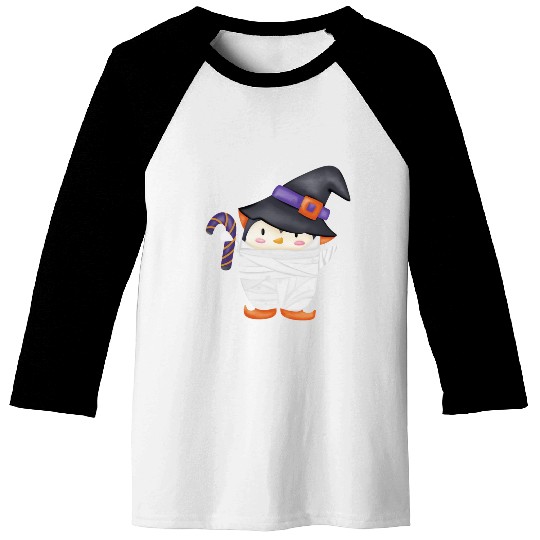Halloween Penguin in a mummy costume Baseball Tees