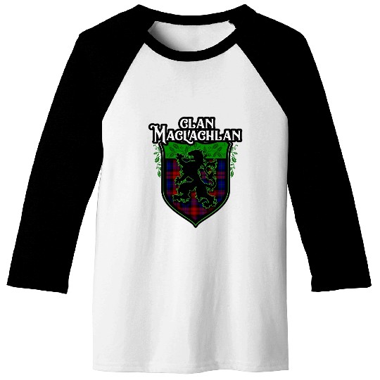 Clan Maclachlan Scottish Tartan Rampant Lion Celt Baseball Tees