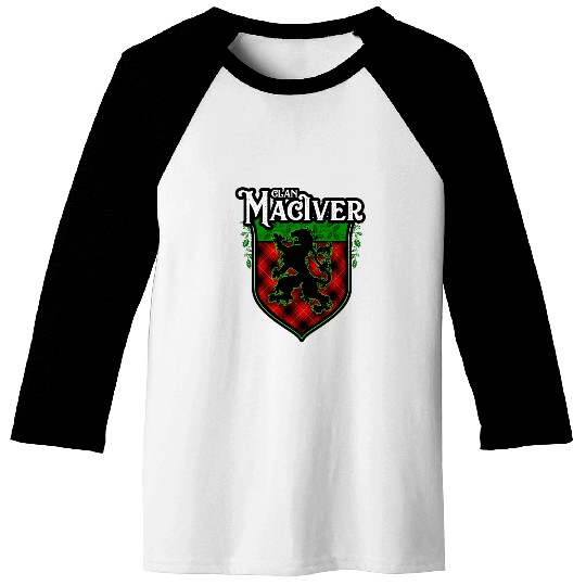 Clan MacIver Scottish Tartan Rampant Lion Celtic Baseball Tees