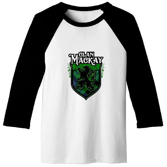 Clan MacKay Scottish Tartan Rampant Lion Celtic Baseball Tees
