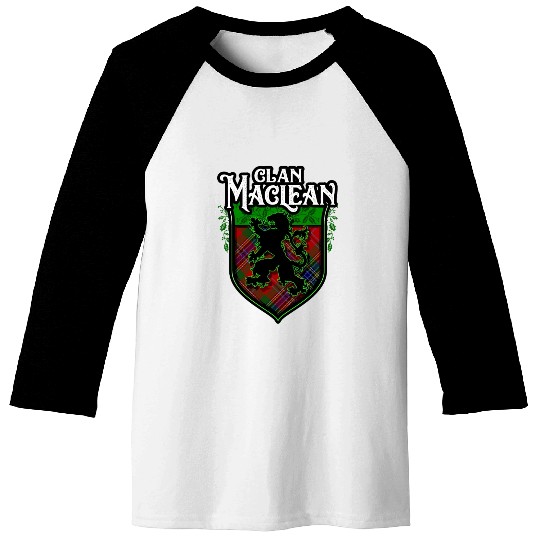 Clan MacLean Scottish Tartan Rampant Lion Celtic Baseball Tees