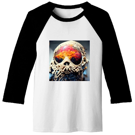 Extremely Realistic Skull in Abstract Art Baseball Tees
